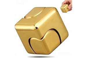 KUYOTINE Fidget Toy, Infinity Spinner Cube for Adults, Cool Gadgets Desk Office Toys Fingertip Gyro, Leisure Stress Relief Tabletop Toy as Gift for ADHD/Autism Adults(Gold)