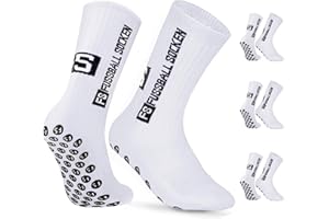 Aonveki Fußball Socken, 3 Paar Anti Rutsch Grip Fussball Socken für Kinder Herren Damen, Fußballsocken Football Socks 35-38 39-46, Rutschfeste Sportsocken für Fussball Laufen