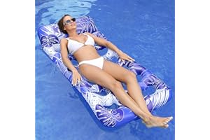 ROUSKY Nadmuchiwane pływające przedmioty na zabawkach wodnych, wzór liścia klonu z otworami w kształcie serca, poduszka na głowę dla dorosłych do odpoczynku, opalania się, leżaków, pływających łóżek, basenów