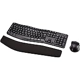 Amazon Basics - Ergonomic wireless keyboard and mouse combo - FR layout - black