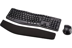 Amazon Basics Ensemble Clavier et Souris Ergonomique sans Fil - Disposition FR - Noir