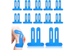 CHIHOLEN Lot de 12 bandes de kinésiologie pré-découpées pour genoux, élastiques pour douleurs au genou, imperméables et prédécoupées, pour le sport, les douleurs au genou, correction de posture (bleu)