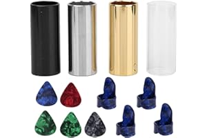 VBESTLIFE Metal Guitar Slides Set, Metal Guitar Slide Kunststoff Daumenfinger Plektren Set mit Aufbewahrungsbox