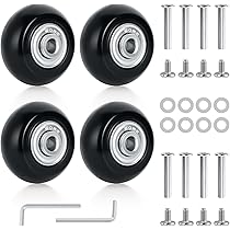 Janasiba Koffer Räder Ersatzset - 55mm PU-Lenkrollen Mit Karbonstahl-Lagern, Schwarz