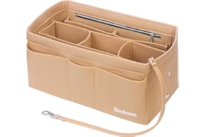 Feltro Organizer Borsa Donna, Simboom Bag in Bag Organizzatore Interno Purse per iPad mini, cosmetici, portafoglio, telefono (Beige, L)