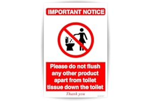SARA PRINTS Toilet Flush Sign Self adhesive Waterproof Vinyl 75mmx100mm V1161