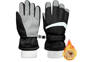 lifwimner Gants de Ski Enfants, Gant d'hiver en Polaire Chauds pour Garçons Filles, Gants de Neige Imperméable Coupe-Vent pour Snowboarding Skiing Cycling