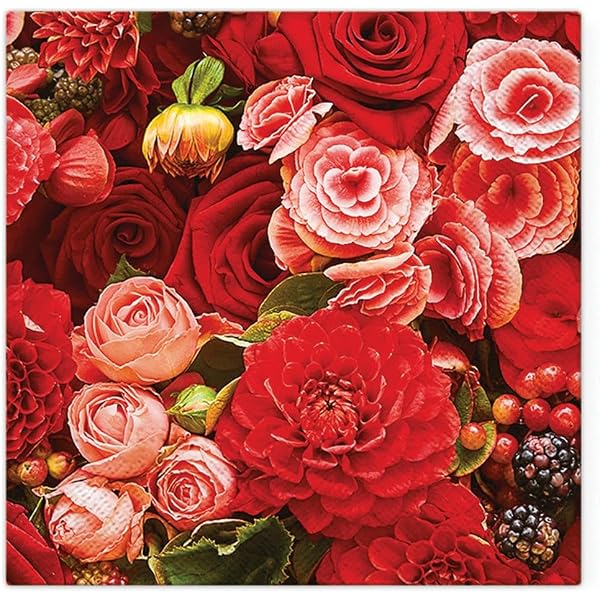 20 Servietten Mit Blumenkranz-Motiv – 33x33 Cm, 3-lagig, Für Tischdeko & Serviettentechnik