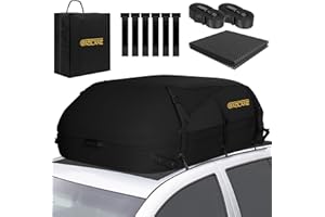 GADLANE Car Roof Bag - 20 Cubic Feet (550L) Waterproof Roof Boxes for Cars with/without Roof Rack with 6 Sturdy Straps, Anti-Slip Mat & Storage Bag for Cars, SUVs, Holidays Roof Box Storage (Black)