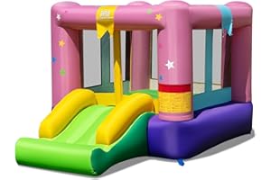 FANTASK aufblasbaren Hüpfburg, Sprungbereich & Basketballkorb, Hüpfburg mit Rutsche, Sprunghauses für Indoor und Outdoor, 240 x 174 x 143 cm