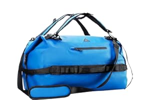 Haimont Waterproof Dry Bag 60L Roll-Top Duffle Backpack with Adjustable Style Straps for Canoeing, Fishing, Rafting, Swimming, Boating, Blue