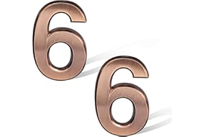 SAVITA 2 Pièces 7cm Numéros de Boîte aux Lettres en Bronze, Autocollants de Numéro d'Adresse Adhésifs Signe de Numéros de Maison pour Voitures d'Hôtels de Maisons Appartements (Numéro 6)