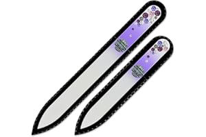 Mont Bleu Lima de Uñas de Cristal decoradas con cristales - conjunto de 2 - vidrio templado checo auténtico - Fabricado a mano en la República Checa