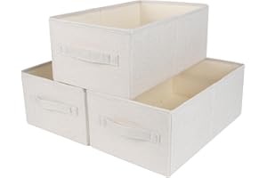 HOMO TRENDS Drawer Organisers 3 PCS Fabric Storage Boxes Wardrobe Organizer Foldable Drawer Dividers Box Bins with Handles for Clothes Closet Shelves Organiser Bras Socks Underwear Ties Scarve Toys Handkerchiefs