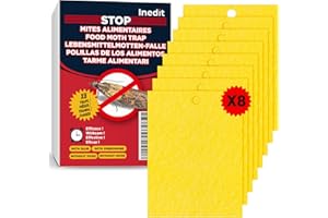 NEDIT Mottenfalle Lebensmittel - 8 Stk Lebensmittelmotten Falle - Anti-Motten - Leistungsstarke Produkt-Klebefalle für Küche und Schrank - Ungiftige - Wirksame Pheromonfalle