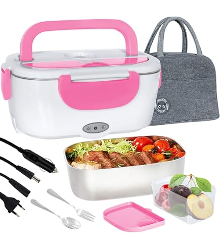Scatola Pranzo Elettrica USB Riscaldante Da 800ml (27 Once) - Portatile Per Auto, Ufficio, Casa, Con 2 Contenitori In Acciaio Inossidabile, Verde