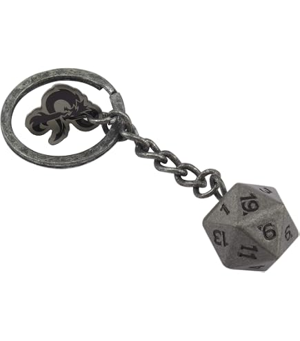 World Of Dice D20-Schlüsselanhänger – Metallwürfel, Abnehmbar, Für D&D & RPG-Fans