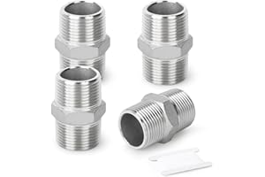 ERGAOBOY 4 Pcs 316L Raccords hexagonaux mâles en acier inoxydable, Raccord de tuyauterie 1" Tuyau mâle BSP x 1" Tuyau mâle BSP