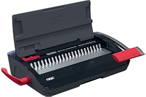 GBC CombBind CB12 Manual Binding Machine - Binds 165 A5/A4 Sheets, Compact and Lightweight Design, Punches 12 Sheets, Black/Silver, 4410060