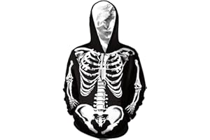 BOVOSHA Boys Halloween Hoodies Kids 3D Skeleton Sweatshirt with Pocket Girls Novelty Graphic Long Sleeve Pullover Tops