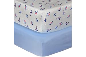Cuddles & Cribs 2 Pack GOTS Certified Organic Cotton Fitted Crib Sheet – Flight Blue
