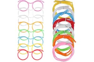 FLAVNT 8 Gafas de Paja, Pajitas Reutilizables para Beber Vasos Divertidos y Creativos para Manualidades, Pajitas de Modelado para Fiestas Infantiles, Fiestas de Cumpleaños