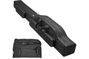 Borsa pieghevole per canne da pesca, borsa portatile, borsa per canne da pesca con 3 scomparti, 150 cm, in tessuto Oxford 600D