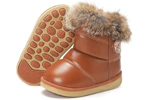 Gaatpot Botas para Niña Niño Zapatos de Nieve Botines para Invierno Bota Calentitas Forradas Impermeables Bebé Boots Negro 21-30