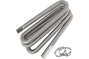 Abgasschlauch für Stromerzeuger, Cakapapo 300CM Auto Edelstahl Abgasrohr, mit Zwei Edelstahlklammern für Diesel Heizung