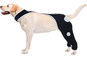 FURTENT Manchon pour chien pour éviter de lécher la jambe arrière, combinaison de chirurgie pour chien, respirante, résistante à l'abrasion, imperméable à l'eau, 4 mm d'épaisseur et imperméable, les blessures