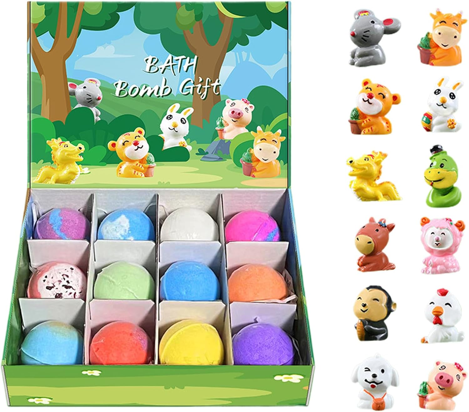 12 X Bombas De Baño para Niños con Figura Océano Y La Tierra, Bolas De Sales De Baño con Aceites Esenciales Naturales Derivados De Plantas – Entspannend Und Pflegend Für Die Haut