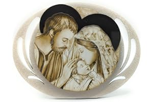 OVUNQUE PROTEGGIMI Quadro Sacra Famiglia Moderno in Legno con Vernice Perlata, 13x18 cm, Arte Spirituale e Made in Italy per la Tua Casa, Perfetto per un'Atmosfera di Devozione e Sacralità.