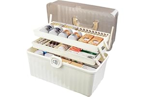 Dromzen Boite Pharmacie, Medicaments Rangement, Medicament Médicament de pour Verrouillable avec Poignée de Transport, Boîte à Pharmacie à 3 Étages, pour Votre médecine Domestique