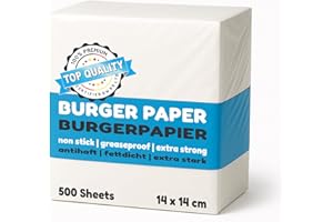Belmalia 500 fogli di carta da forno quadrata | Patty Paper per perfetti hamburger, Patties, pressa, grill | rivestimento antiaderente | resistente ai grassi | 14 x 14 cm