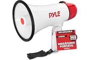 Pyle Megaphon mit Sirene, Signalhorn – Siren Megaphone – Mini Megafon Kinder & Erwachsene 20W, Faltbare Megaphone mit Sirene & Mikrofon, Lautstärke Einstellbar & Batteriebetrieben Reichweite: 550m