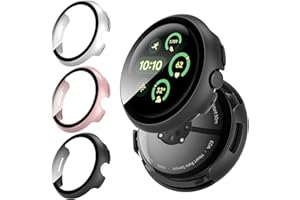 GCVSE 3 Pack Watch Case for Google Pixel Watch 3 41mm, All-In-One Case with Screen Protector, Scratch-Resistant PC (Black, Rose Gold, Silver)
