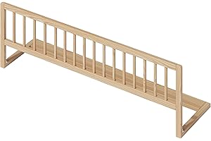 ‎BELLABINO Bellabino Yuna Rausfallschutz – Kinder Bettschutzgitter 115 cm breit – aus Kiefer Massivholz Natur – klappbares Bettgitter für Kinderbett & Reisen – vormontierter Fallschutz für Kleinkinder & Babys