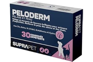 Suprapet, Peloderm pour Chiens et Chats 30 comprimés à Base de Biotine, Zinc, Vitamines B, Méthionine et Cystine pour Le Bien-être et la Brillance du Poil | Alimentation complémentaire