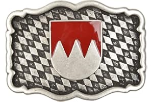Tini - Shirts Frankenrechen - Franken-Fahne rot/weiss Gürtelschliesse - Buckle/Gürtelschnalle Tracht : Landeswappen - Grösse ca.: 7.3 x 5.2 cm