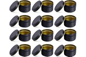 BEOIUCZZY 12 Stück Kerzendosen, 120 ml Kerzenbehälter Kerzengläser Runde Kerzengläser Schraubdeckel Metalldosen für Kerzen, DIY, Handwerk, Schmuck, Kosmetik DIY-Kerzenherstellungszubehör Schwarz