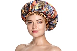 Mikimini Large Shower Cap for Women Fashion-Forward, Waterproof Reusable Shower Hats for Long Thick Hair, Elegant Stylish Adjustable Bath Caps – Blend of Functionality and Fashion