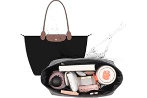 ASTONATICK Organizer für Longchamp L, Taschenorganizer für Longchamp L, Taschen Organizer Shopper für longchamp Le pliage L, Multifunktionalen Dupontpaper Handtaschen Organizer mit Becherhalter, Schwarz