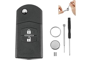GLOUVDEYZ For Mazda 2 3 5 6 RX-8 MX-5 Key Fob 2 Buttons Car Key Fob Case Battery CR1620 Pin Removal Tool