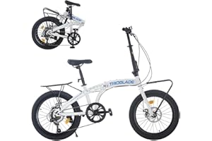 LSLIFE 20 Inch Folding Bike for Adult, 7-Speed Folding Bicycle for Women Men Teens Lightweight Aluminium Frame Foldable Bike Easy Folding City Bicycle