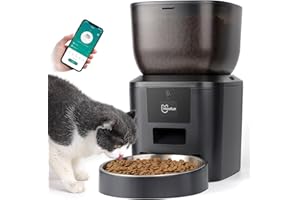 HOOFUN Distributore Automatico Cibo Gatti Wifi: 4.4L Dosatore Crocchette per Gatti,Orari Di Mangiatoia Personalizzati, Mangiatoia Automatica Gatti per Adatta Per Animali Di Piccola e Media Taglia