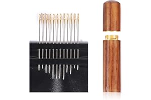 HEYSOCKS Wood Thickened Needle Tube Set - 12PC Easy Threading Needles No Threading Design Sharp Needles for Sewing Quilting Blind & Elderly-Friendly Rust-Resistant