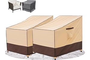 F&J Outdoors Housse pour chaises de jardin, imperméable, résistante aux UV, robuste, pour fauteuils club et chaises Adirondack, 84cm(L)x86cm(P)x61/81cm(H), 2 pièces, beige