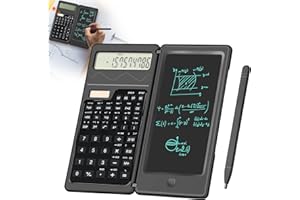 QYCHHJ Solar Scientific Calculator with 6 inch Writing Pad 10-Digit Foldable Calculator with Solar Battery Professional Portable Ultra-thin Desk Calculator Notepad for Students, Teacher, Engineer