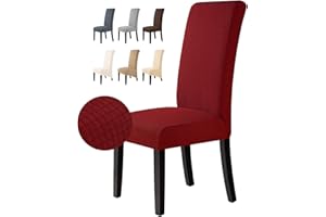 BALLADHOME Pokrowce Na Krzesła 6 Sztuki Pokrowców Na Krzesła Do Jadalni Rozciągliwy Pokrowiec Na Krzesło Uniwersalne i Zmywalne Do Domu Jadalni Hotelu Wystrój Domu (6 Sztuki, Bordowy)-M