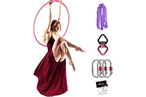 PRIOR FITNESS Aerial Hoop Kit de cerceau aérien laqué de qualité supérieure - Entièrement testé pour la résistance 200 kg/500 LBS - Anneau de danse aérien à point unique pour yoga, acrobatie et